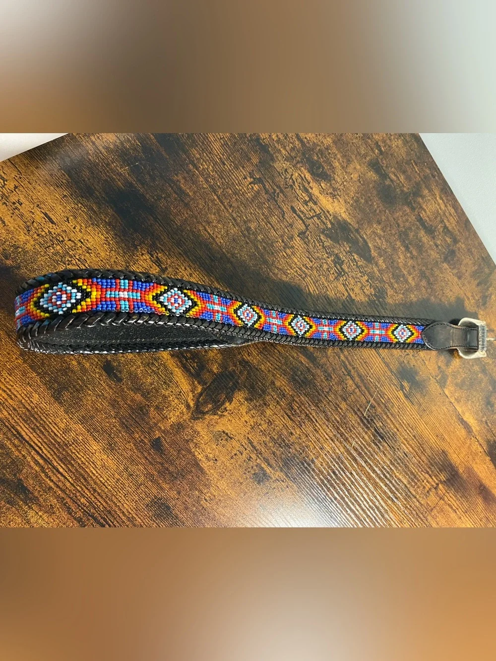 Beaded Leather Belt